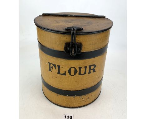 Vintage metal Flour Bin 10" high x 9" diameter