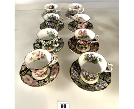 8 Royal Albert cups and saucers - 6 x 'Provincial Flowers' and 2 x 'Countryside Fayre Series'