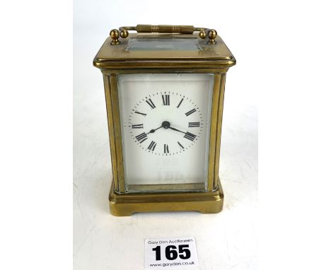 Brass carriage clock with key, 4.5" high