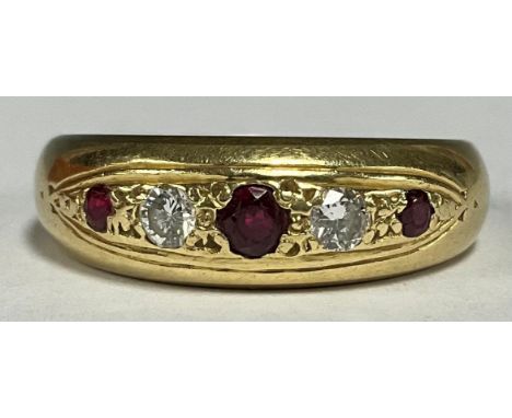 A 9ct gold red and white stone ring 