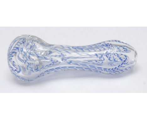 A 19th century Nailsea glass whimsy pipe, twist blown, 10.5cm long