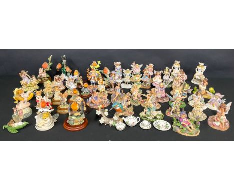 A quantity of Leonardo Collection models of fairies, barn owl, robin; a Wedgwood miniature tea service; etc (quantity)