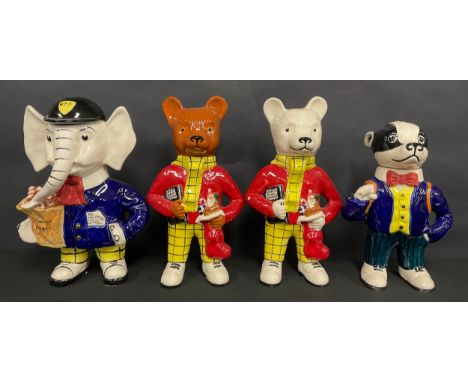 A Gary Seymour novelty teapot, as Rupert The Bear, 37cm high, limited edition 1/86, signed, dated Nov. 2006; others, display 