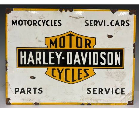 A replica tin advertising sign, Harley-Davidson Motor Cycles, approx. 40cm x 30cm