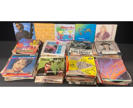 Vinyl records - 7" singles including The Merseybeats; The Shadows; George Harrison;  Nick Berry; Johnny Kidd; The Seekers; El