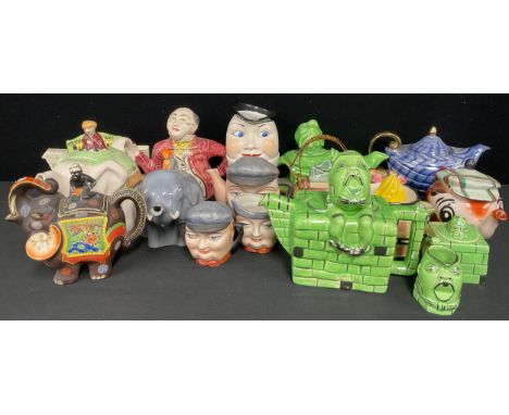 A Carlton Ware novelty musical jug, as Humpty Dumpty, 19cm high; a Lingard Webster three piece novelty tea service, as Humpty