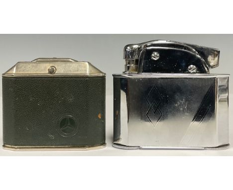 An Art Deco Mercedes lighter; a large chrome Geant lighter MYON 401, (2)