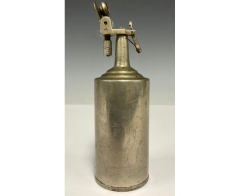 An unusual mid-century cylindrical desk lighter, 12cm high