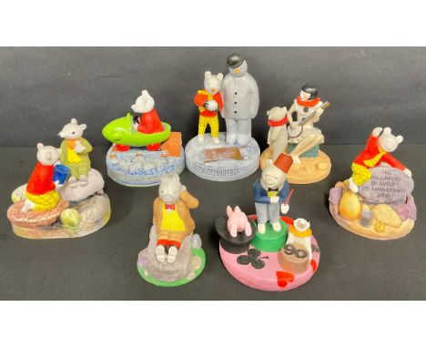 A Rupert Bear Followers resin model, Rupert and the Snowman, Follower's 21st Meeting, 19cm high; others, Rupert and the Under