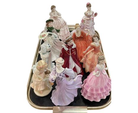 Four Royal Worcester figures including QEII, and six Coalport figures (10).