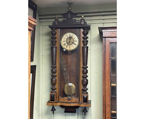 Victorian walnut Vienna style pendulum wall clock.