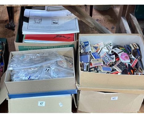 Collection of stamps, first day covers, postcards, Victorian photo albums, matchboxes, etc.