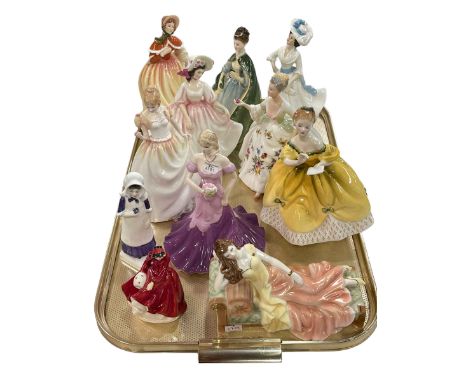Nine Royal Doulton figures, one Coalport, and Royal Worcester Memories (11).
