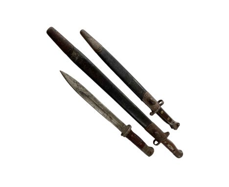 Three early 20th Century bayonets, one Wilkinson 1907 and one without scabbard.