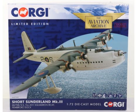 Corgi “The Aviation Archive” AA27502 Short Sunderland Mk.3, model is in near mint condition, appears to have been displayed (