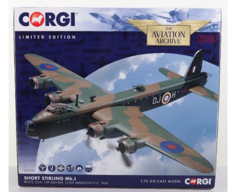 Corgi “the Aviation Archive” AA39502 Short Stirling Mk 1, model is in near mint condition, comes compete with stand and LE ca