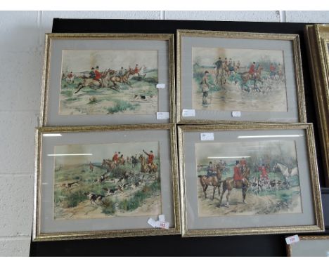A selection of vintage fox hunting and hound prints
