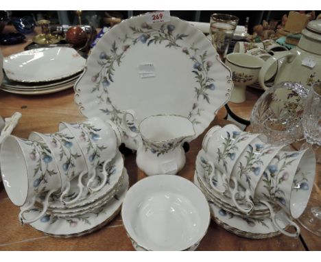 A vintage part tea service by Royal Albert in the Brigadoon pattern