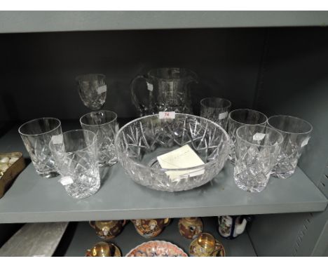 A selection of vintage clear cut crystal glass waresincluding Galway