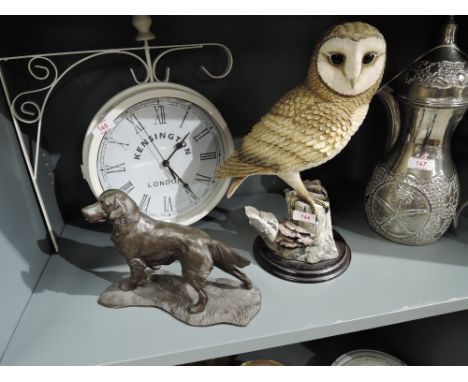 A vintage Heredities style figure and Large Leonardo barn owl figurine