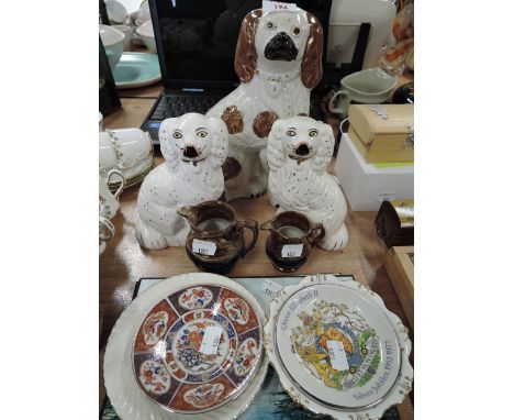 A selection of vintage ceramics including Staffordshire style flatbacks