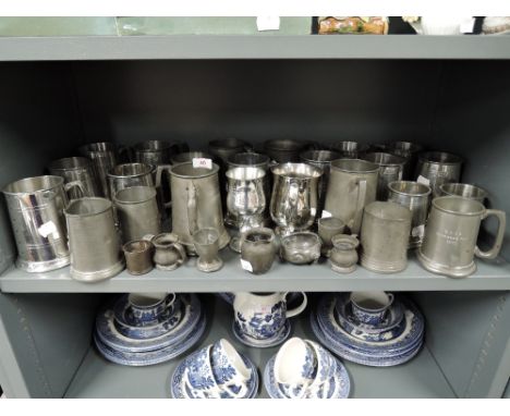 A selection of vintage pewter and similar wares some bearing touchmark