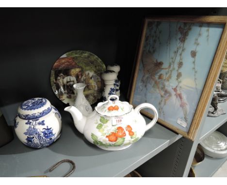 A selection of vintage ceramics and prints