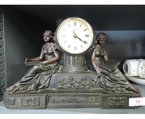 A vintage mantle clock in an Art Nouveau design 