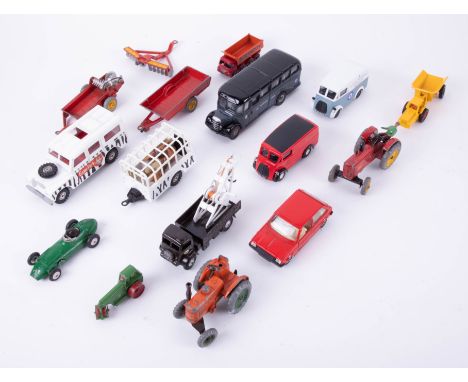 A Corgi Morris J-Type Royal Mail Van, Dinky Toys Massey, other Corgi models, Dinky Toys Tractor and Corgi BRM Formula 1 Car, 