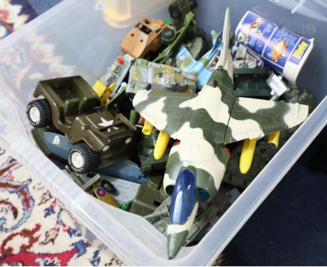 A collection of loose Dinky and Corgi models, mainly Army vehicles and trucks.