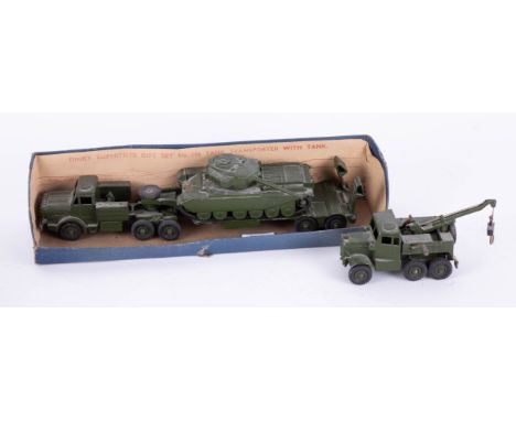 Dinky Supertoys Gift Set 698 Tank Transporter with Tank and another model.