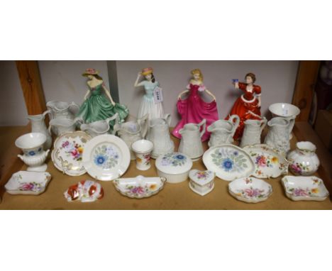 A set of ten Portmeirion Parian miniature jugs; Royal Crown Derby Posies trinket dishes; a Royal Crown Derby paperweight, Pop