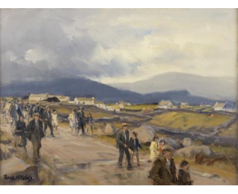 Frank McKelvey RHA (1895-1974)Coming from Mass, DonegalOil on canvas, 38 x 50cm (15 x 19¾")SignedFrank McKelvey studied at th