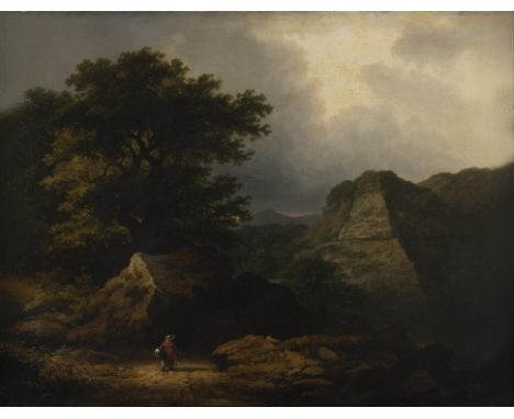 James Arthur O'Connor (1792-1841)Rocky Landscape with Figure (1840)Oil on canvas, 35 x 45cm (13¾ x 17¾")Signed with initials 