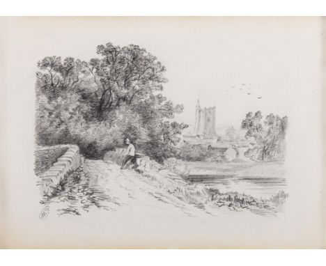 Frank O'Meara (1853-1888)Man on a Bridge with Castle in the distancePencil, 17.5 x 24.5cm (7 x 9¾")Signed with monogramProven