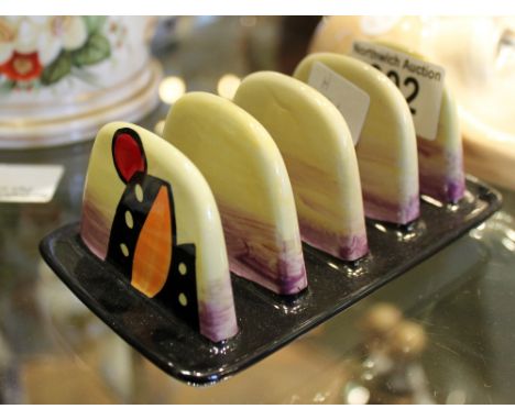 Lorna Bailey signed ceramic toast rack in Manhattan design