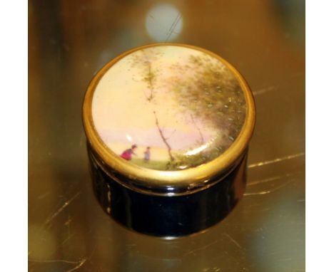 Royal Worcester enamelled ring pot with lake scene to lid, signed Stevan, No 2781