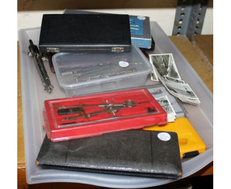 Tray of scientific drawing instruments