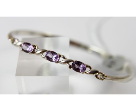 Silver amethyst bangle