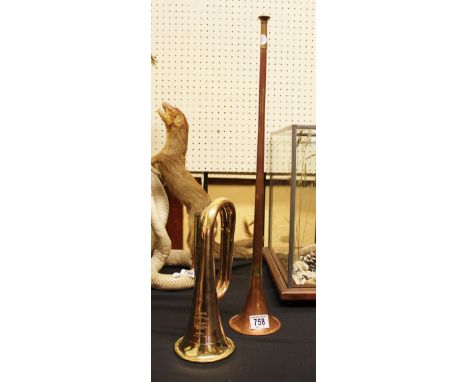 Brass bugle and copper horn