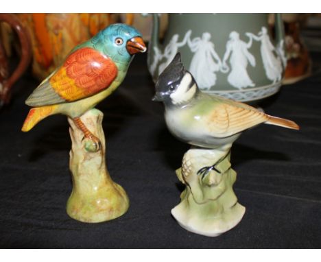 Two German ceramic bird figures, Kalk crossed arrows mark and one other