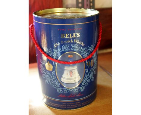 Bells Old Scotch blended whisky in Royal 90th Birthday of Queen Mother decanter, 75cl 43% vol, sealed