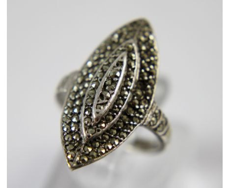 Silver marcasite ring, size K