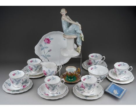 Assorted ceramics to include: Royal Doulton Reflections "Flirtation" HN3071 together with a six piece Royal Albert tea set (c