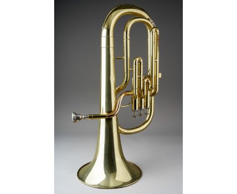 A Yamaha YAH202 brass tuba, serial number 009719, with separate mouthpiece, in fitted case, approx 51cm long overall