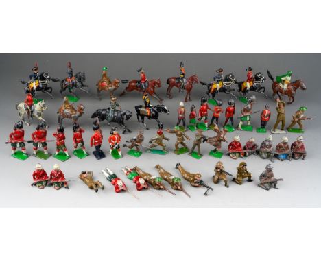 Large collection of die cast cold painted Britain's and similar led army figures , including soldiers on horse back.