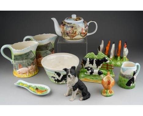 Assorted Border Fine Art "James Herriot's" Country Kitchen wares to include: A0177 Chicken toast rack; A1225 Cow letter rack;