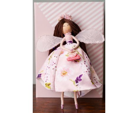 A Fairy made from the fabric of Lisa Snowdon's Pink Bra, bra strap &amp; additional materials. Approx size H 18 cm x W 13cm A