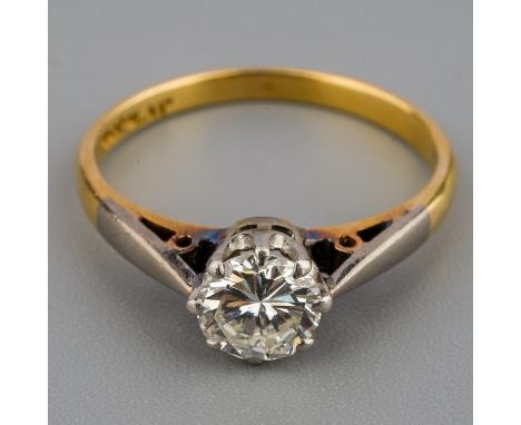 An 18ct yellow gold and diamond solitaire ring, set with a round brilliant-cut diamond approx 0.5ct, size M, total gross weig