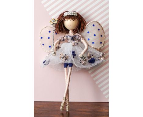 A Fairy made from the fabric from Lorraine Kelly’s bra &amp; additional materials. Approx size H 16 cm x W 11cm **Please note